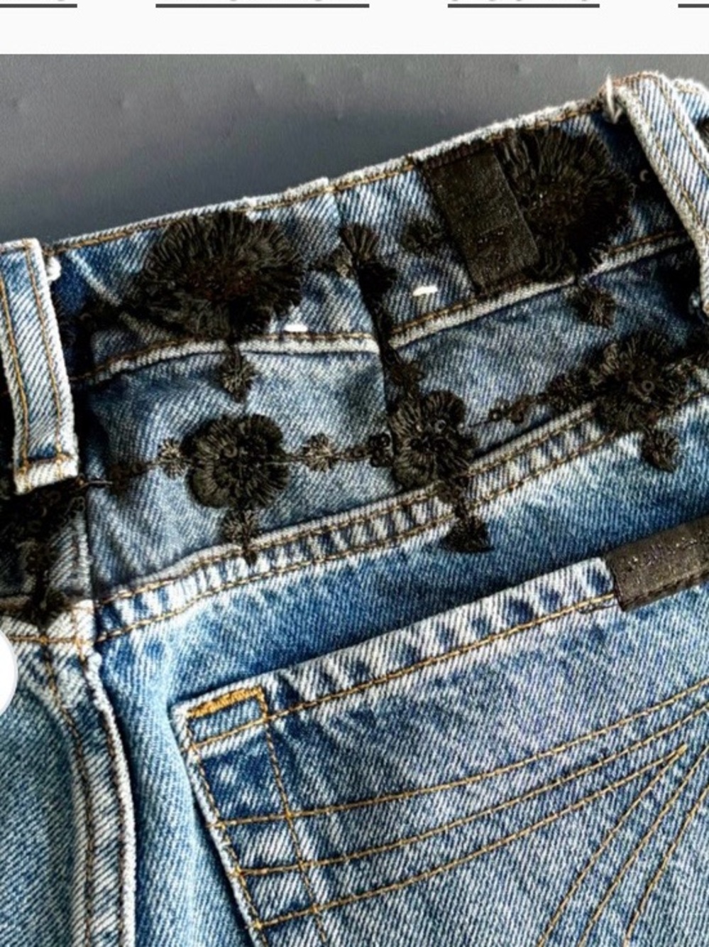 7 For All Mankind Blue Embroidered Flare Jeans